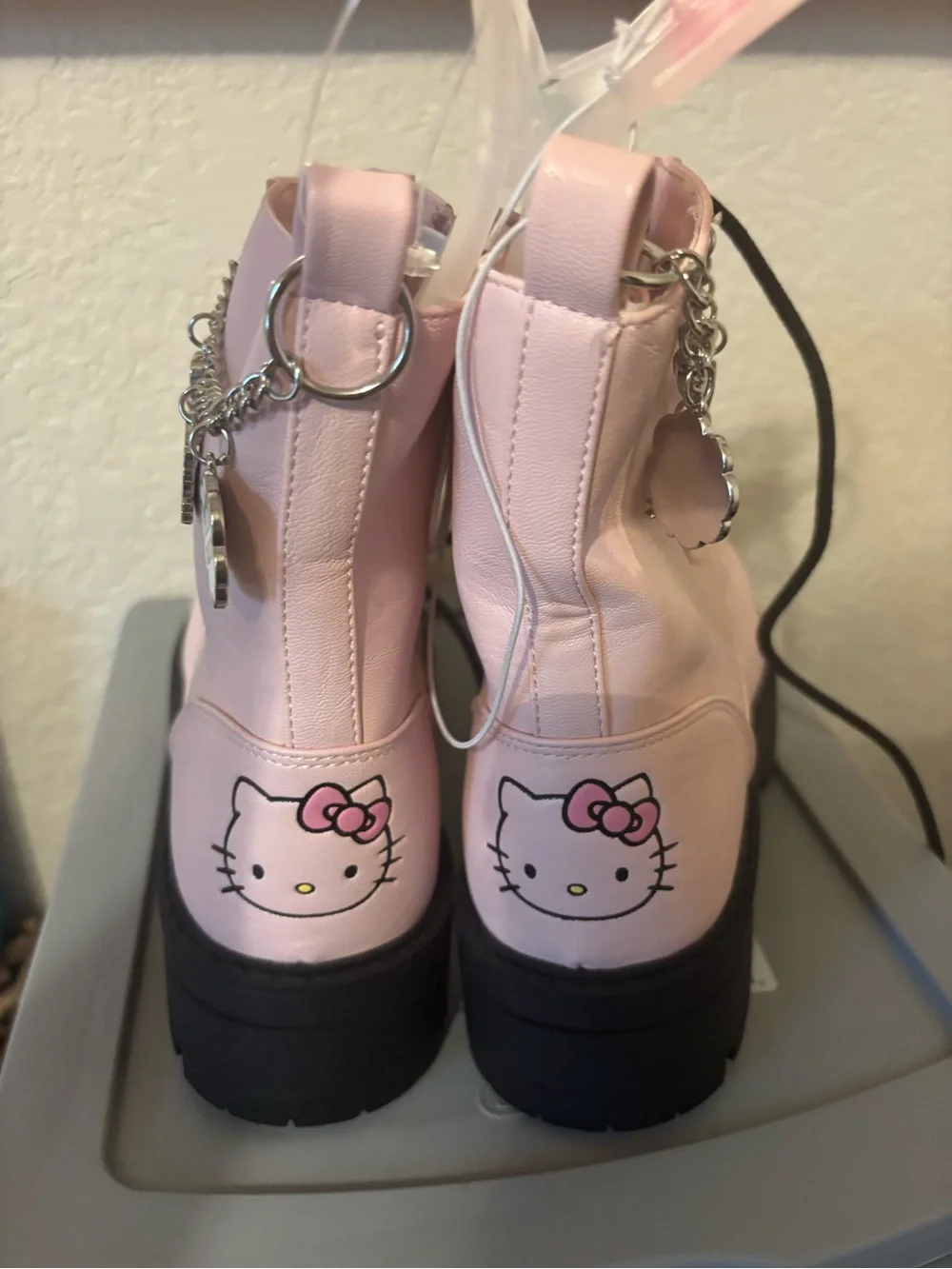 The Children's Place Hello Kitty  Pink Combat Boots with Bow Charms